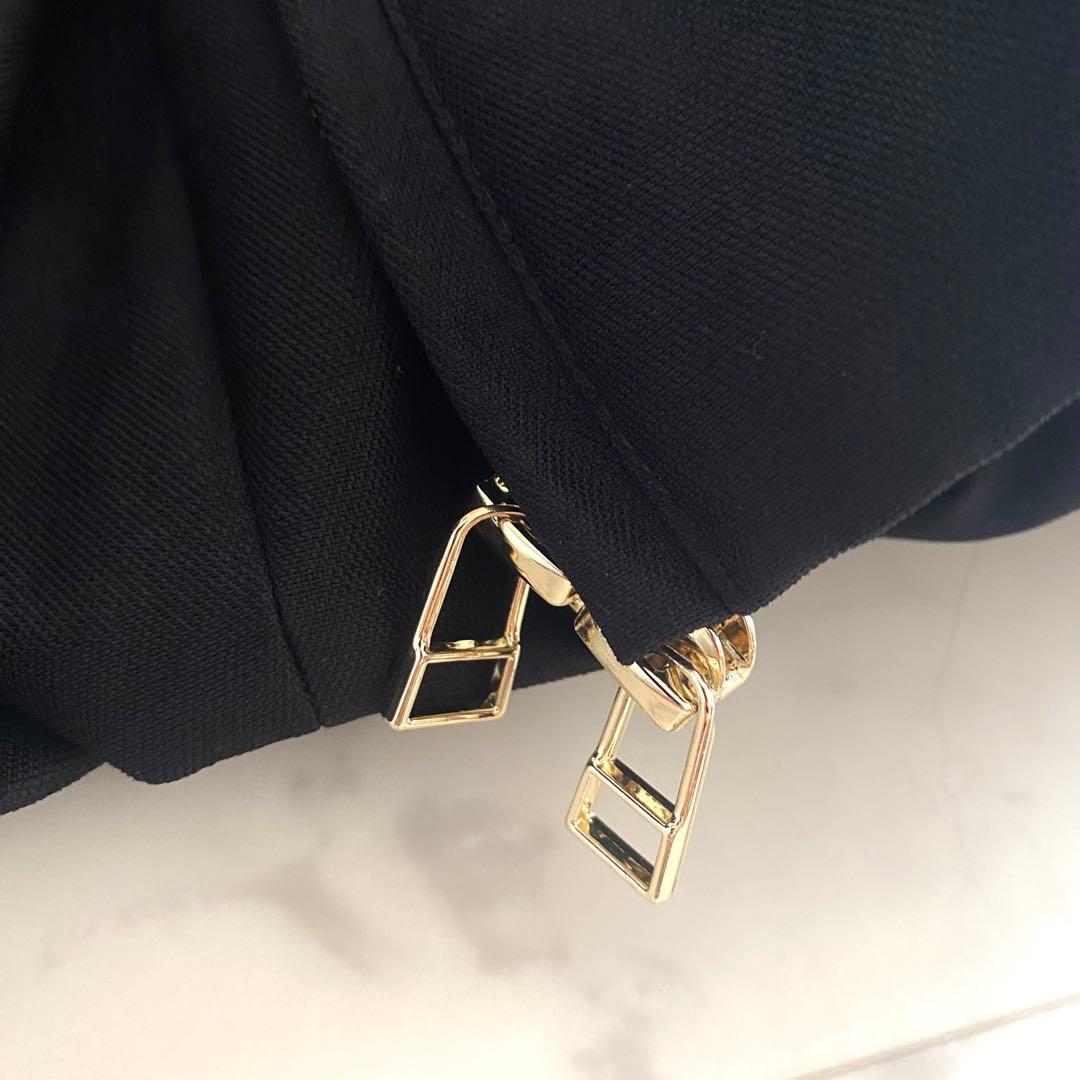 極美品 ユービッグ U-Big バルーンタフタポンチョ 取り外しファーリボン付き