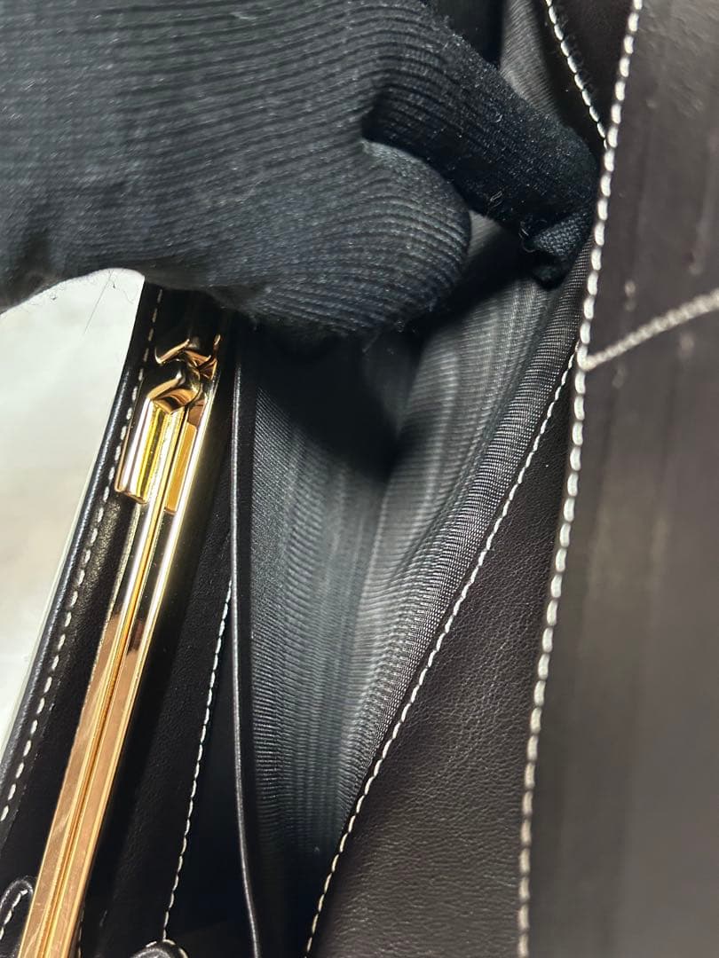 【美品】CELINE マカダム　トリオンフ　長財布　がま口　アイボリー