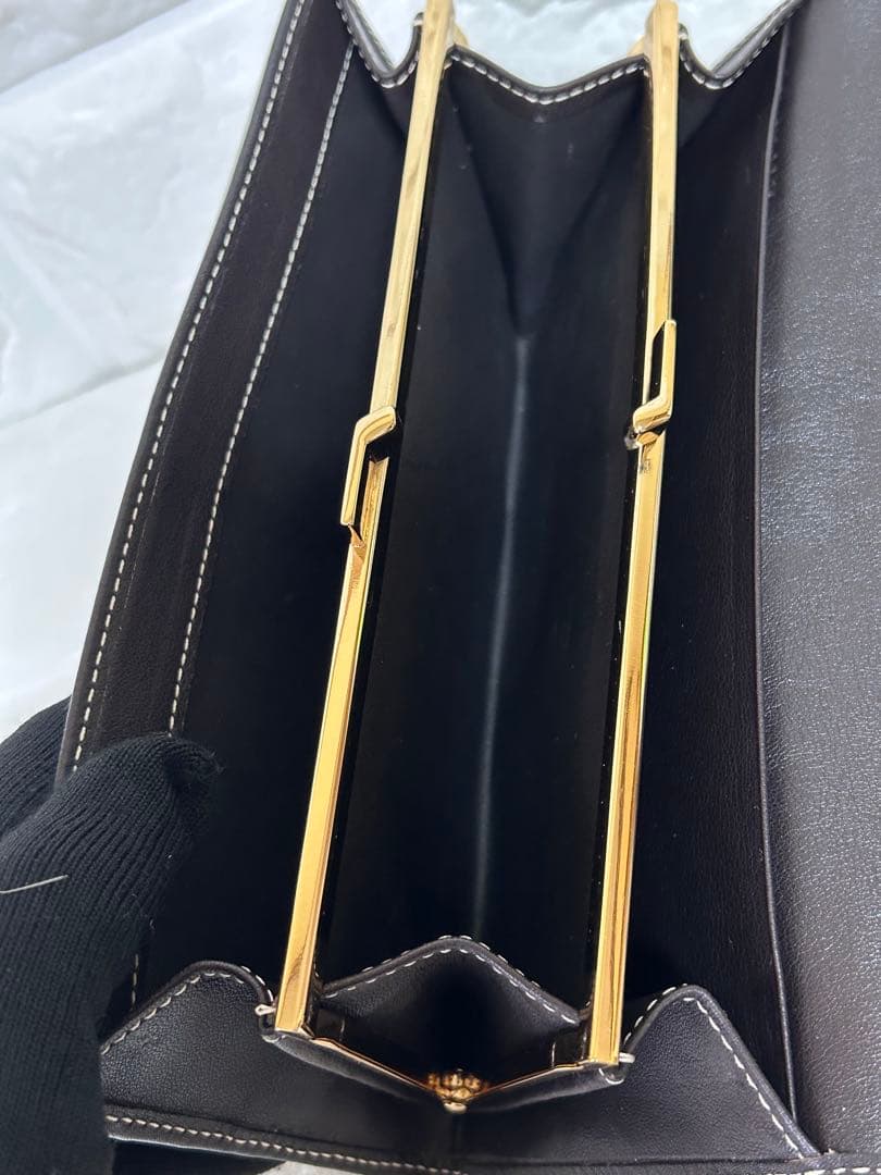 【美品】CELINE マカダム　トリオンフ　長財布　がま口　アイボリー