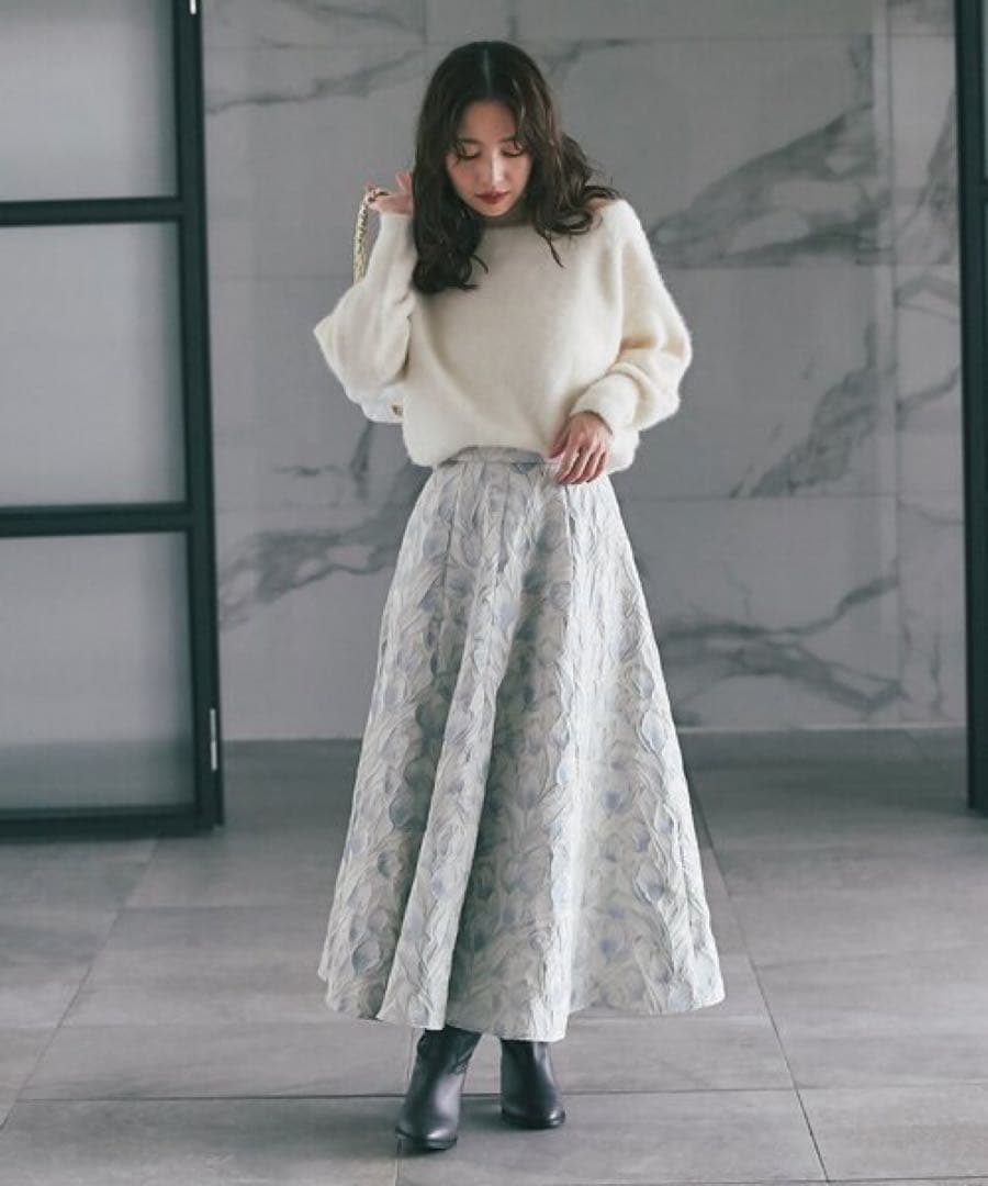 お花柄ジャガードスカート ラブティックボンボン チューリップ柄 36 Sサイズ