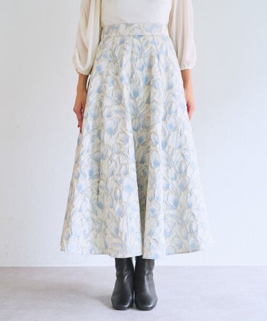 お花柄ジャガードスカート ラブティックボンボン チューリップ柄 36 Sサイズ