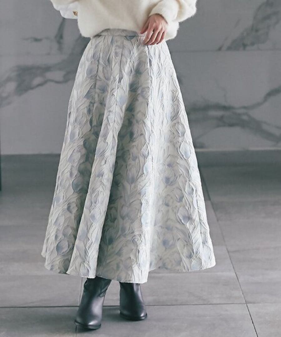 お花柄ジャガードスカート ラブティックボンボン チューリップ柄 36 Sサイズ