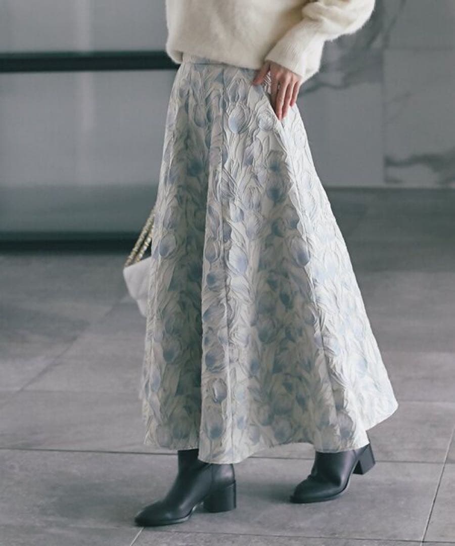 お花柄ジャガードスカート ラブティックボンボン チューリップ柄 36 Sサイズ