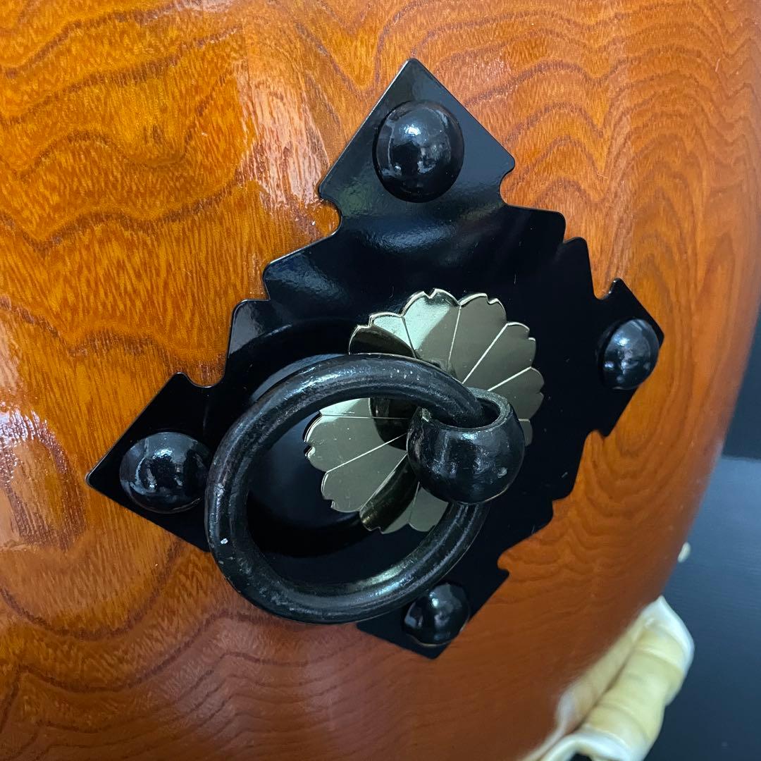 美品 和太鼓 長胴太鼓 宮太鼓 一尺五寸 46cm 二尺 約60cm 耳付 袋