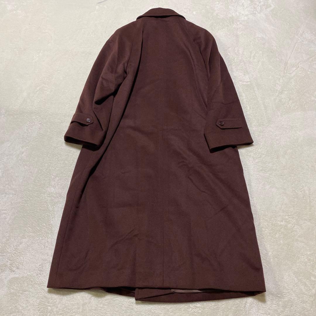 美品 カシミヤ50％ DAKS 超ロング コート ブラウン 高級感 比翼ボタン