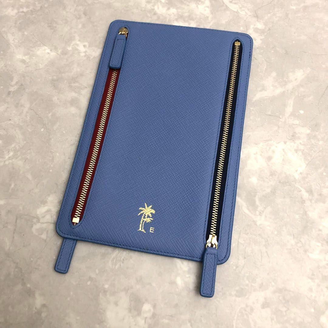 ★極美品★スマイソン カレンシー マルチジップケース ブルー レザー 箱付き