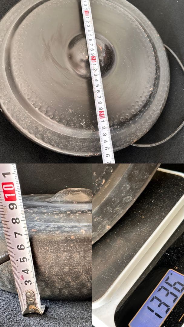 鑼　直径約36cm 古い 鎚目 鑼 重量約1336g どら 打楽器 槌目