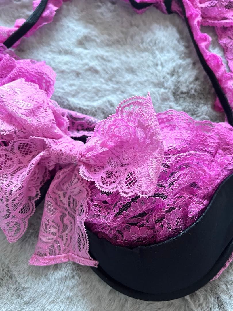 ❤︎MARS リボン　見せブラ　チューブトップ　黒×ピンク❤︎マーズ