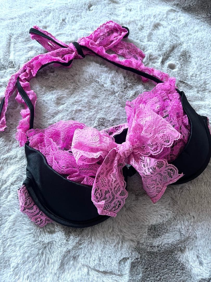 ❤︎MARS リボン　見せブラ　チューブトップ　黒×ピンク❤︎マーズ