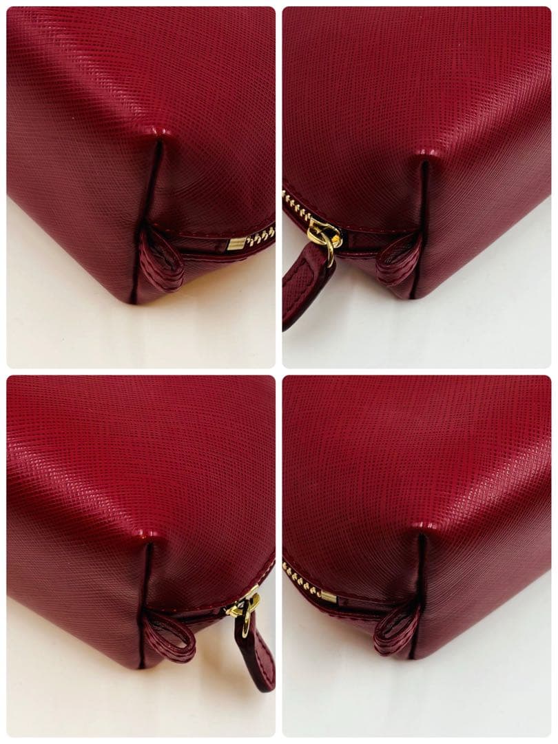 【美品】サルヴァトーレフェラガモ ポーチ レザー ヴァラリボン ゴールド金具 赤