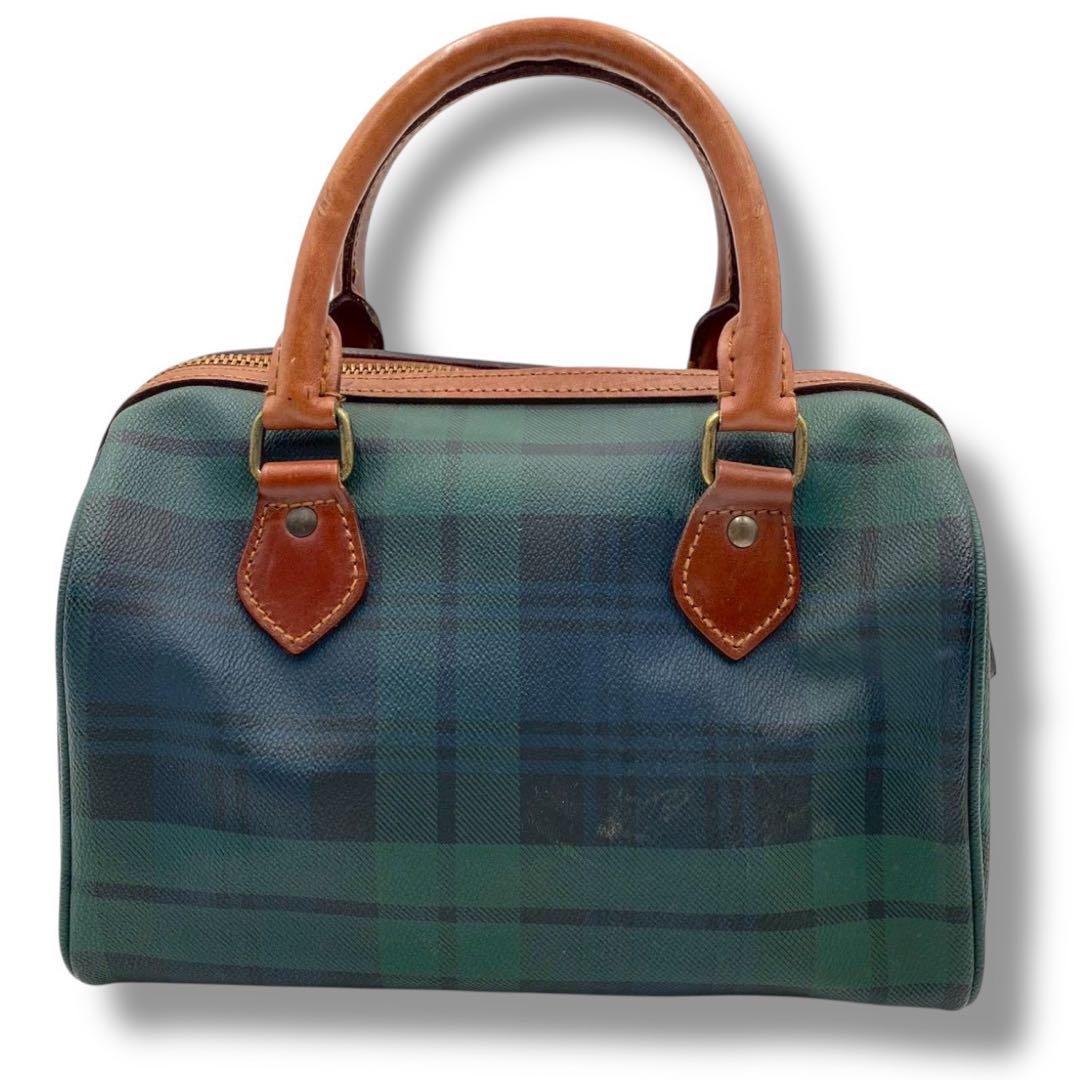 90s POLO RALPH LAUREN チェック柄 レザー ボストンバッグ - メルカリ