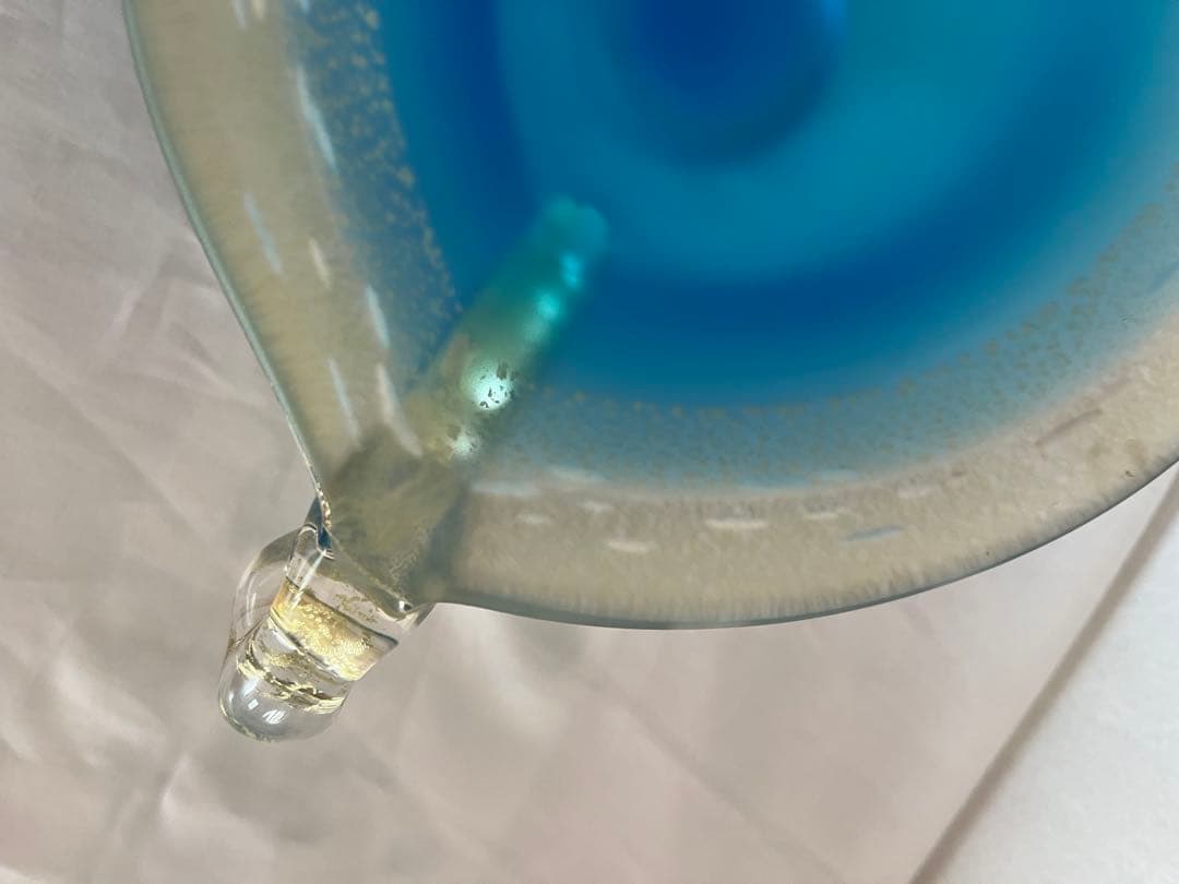 き*ば様 ガラス工芸 黒木国昭 金彩 オーシャンブルー 花器 鉢 器 硝子【CK