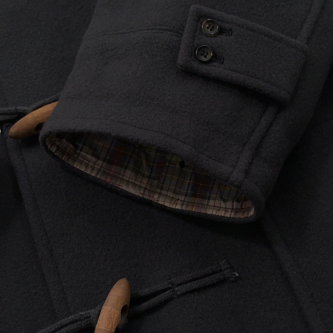 美品】PaPas パパス ダッフルコート チェック 木製トグル ダーク