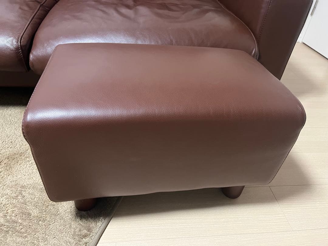 【送料込】無印良品　本革　2.5シーターソファ＋オットマン