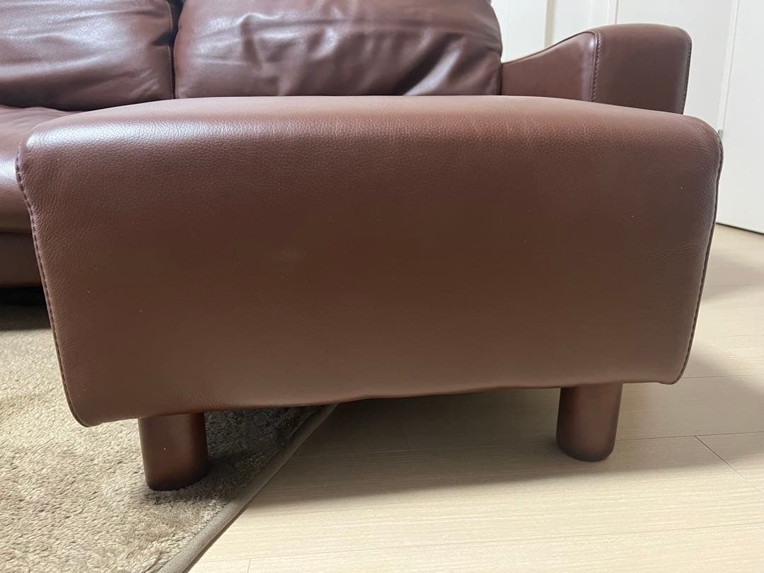 【送料込】無印良品　本革　2.5シーターソファ＋オットマン