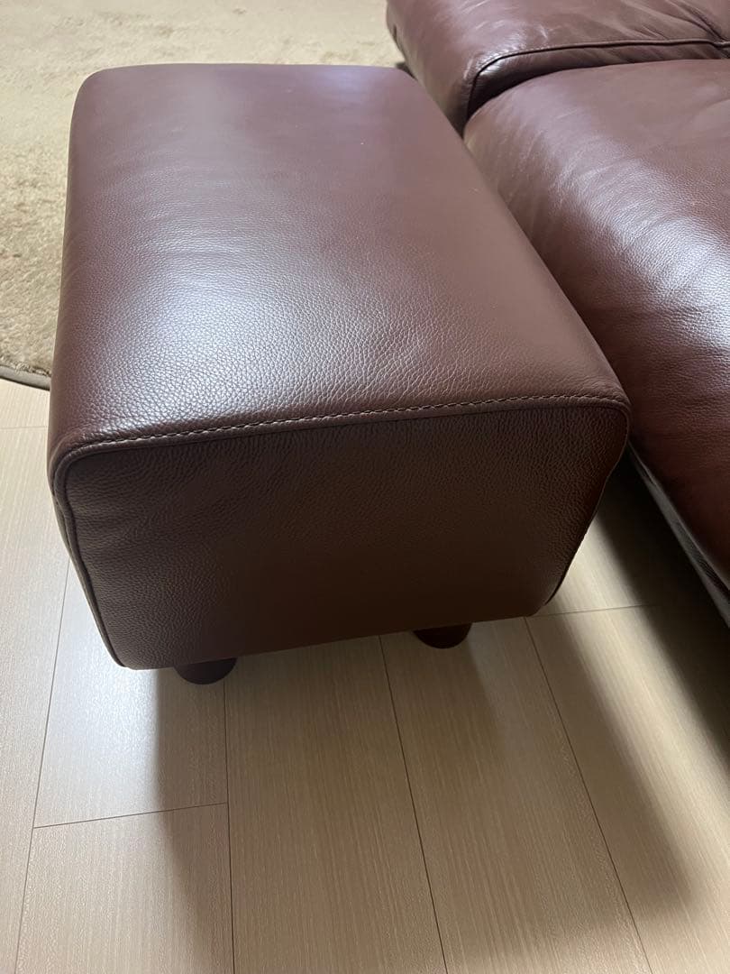 【送料込】無印良品　本革　2.5シーターソファ＋オットマン
