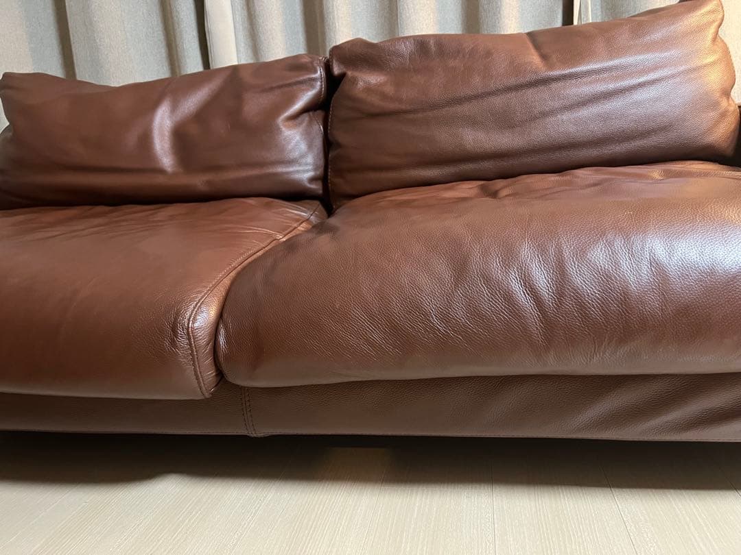 【送料込】無印良品　本革　2.5シーターソファ＋オットマン
