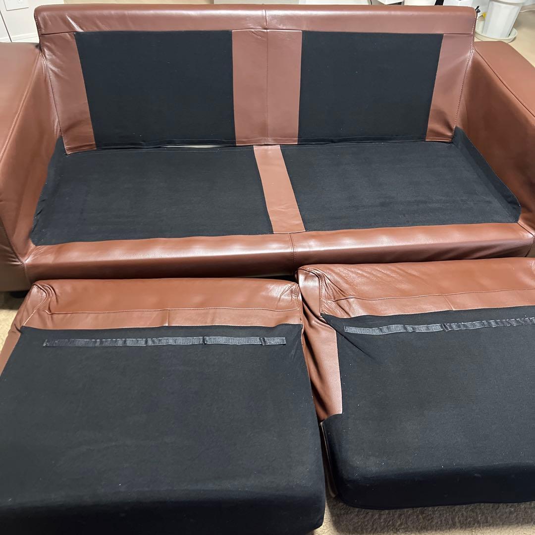 【送料込】無印良品　本革　2.5シーターソファ＋オットマン