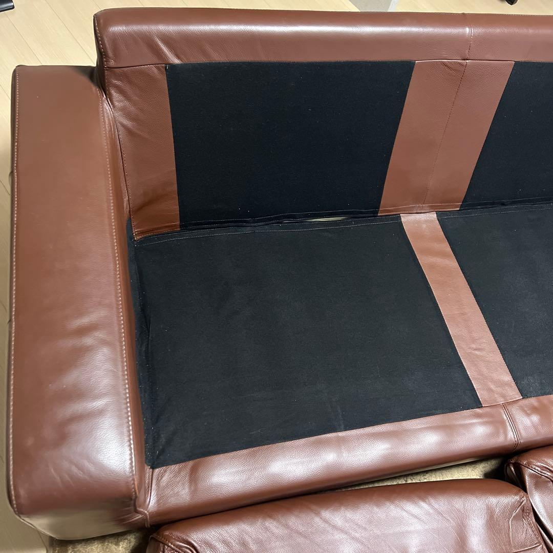 【送料込】無印良品　本革　2.5シーターソファ＋オットマン