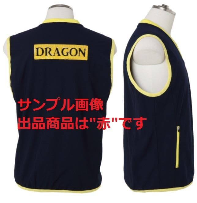 新品★ダンスウィズドラゴン★L 赤 黒 ベスト バックロゴ ゴルフウェア メンズ