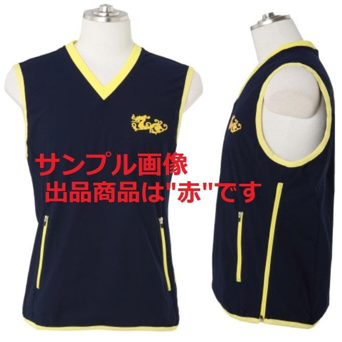 新品★ダンスウィズドラゴン★L 赤 黒 ベスト バックロゴ ゴルフウェア メンズ