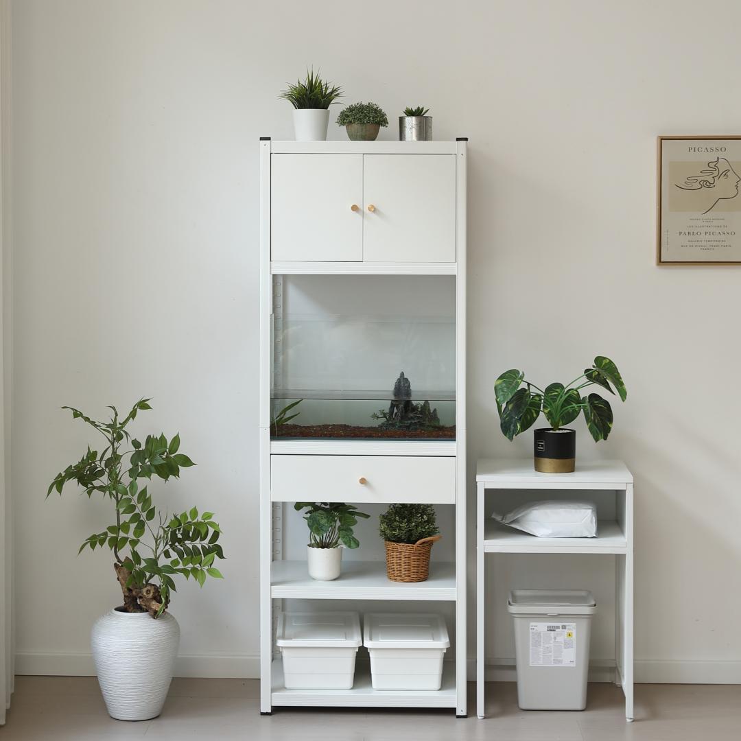 タイムセール！スチール製収納ラック【タイプC】　可動棚　大容量　WHITE