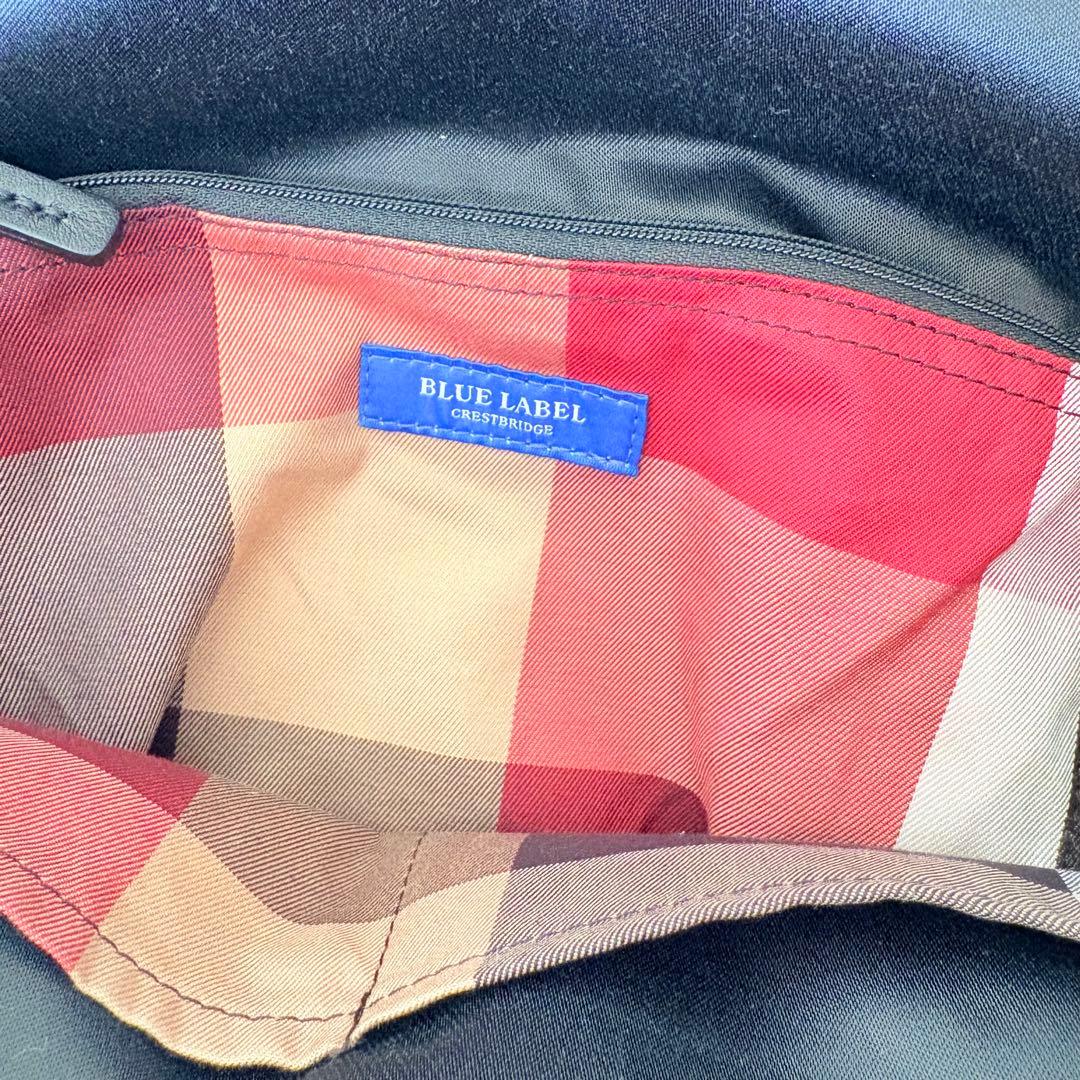 ブルーレーベル クレストブリッジ リュック チェック A4収納 黒　ブラック