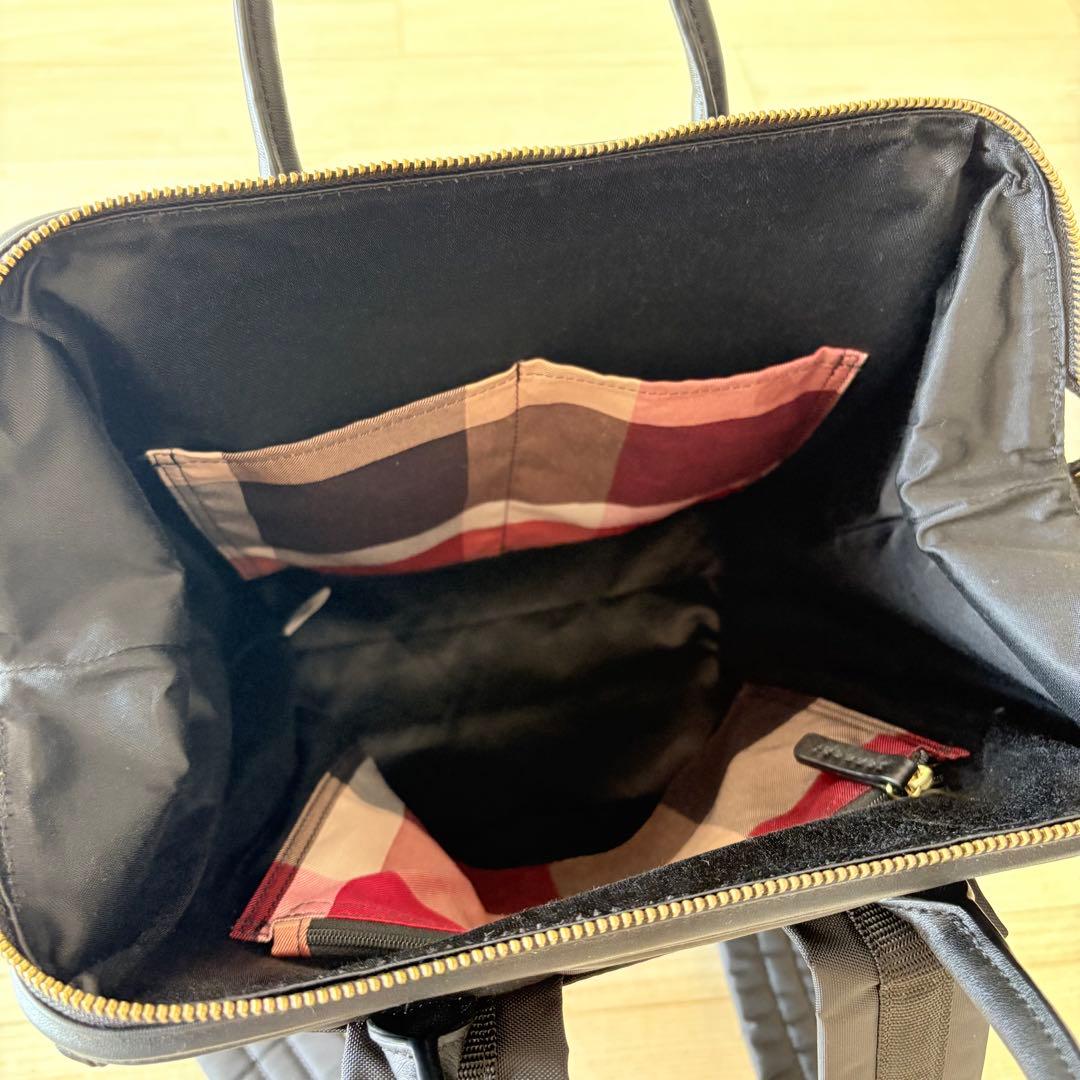 ブルーレーベル クレストブリッジ リュック チェック A4収納 黒　ブラック