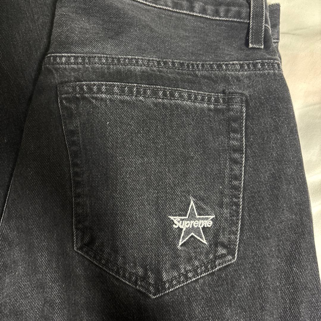 Supreme 黒 デニムパンツ アメリカ製 星型刺繍 スター刺繍 - メルカリ