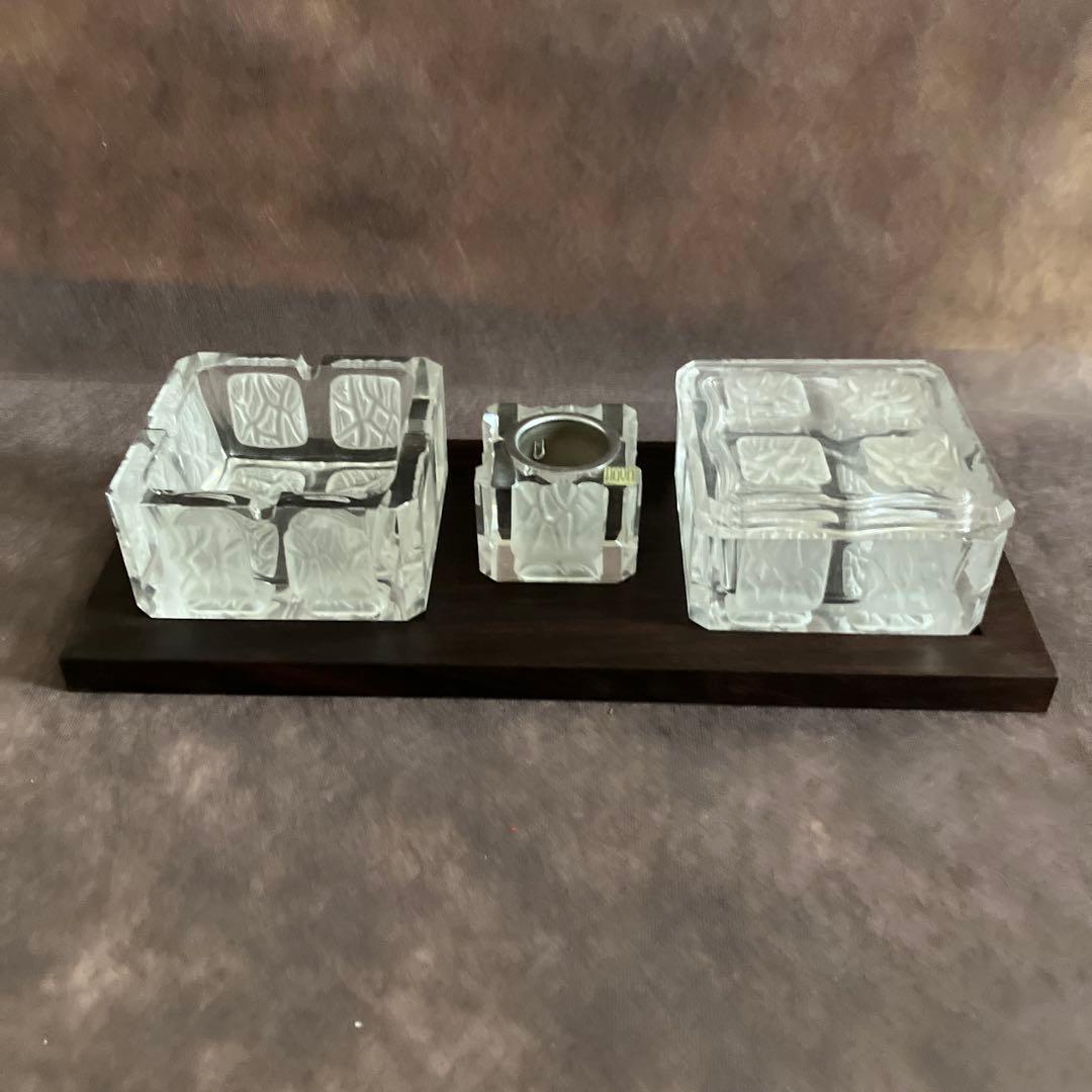 HOYAクリスタル 保谷クリスタル 灰皿セット 応接セット昭和レトロ