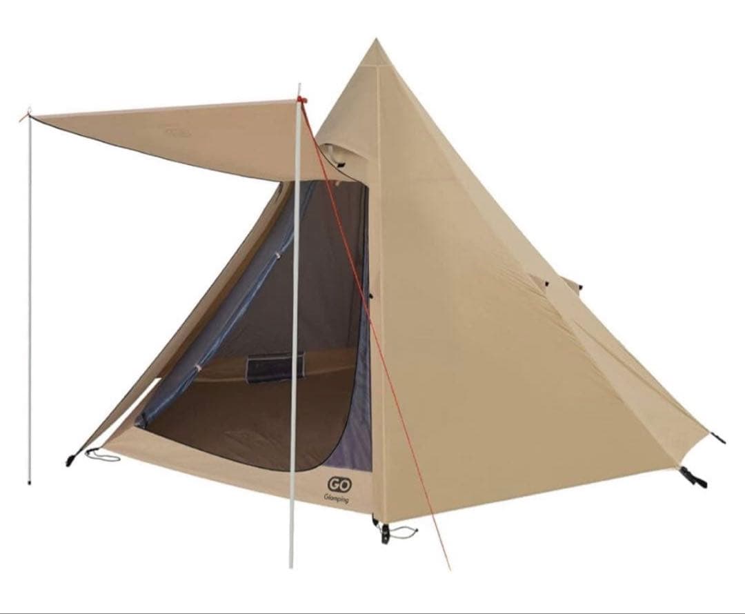 GOGlamping ワンポールテント キャノピー付 ベージュ 20日までセール