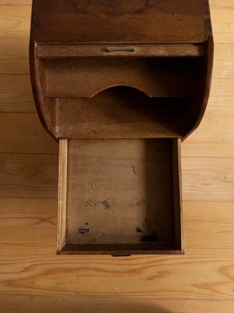 小物入れ　ロールトップ　蛇腹式　希少　収納棚　チェスト　古道具　古家具