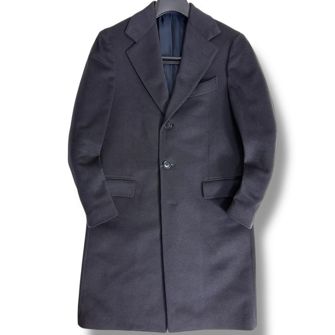 J6217 美品 デペトリロ カシミヤ100% チェスターコート ネイビー 44