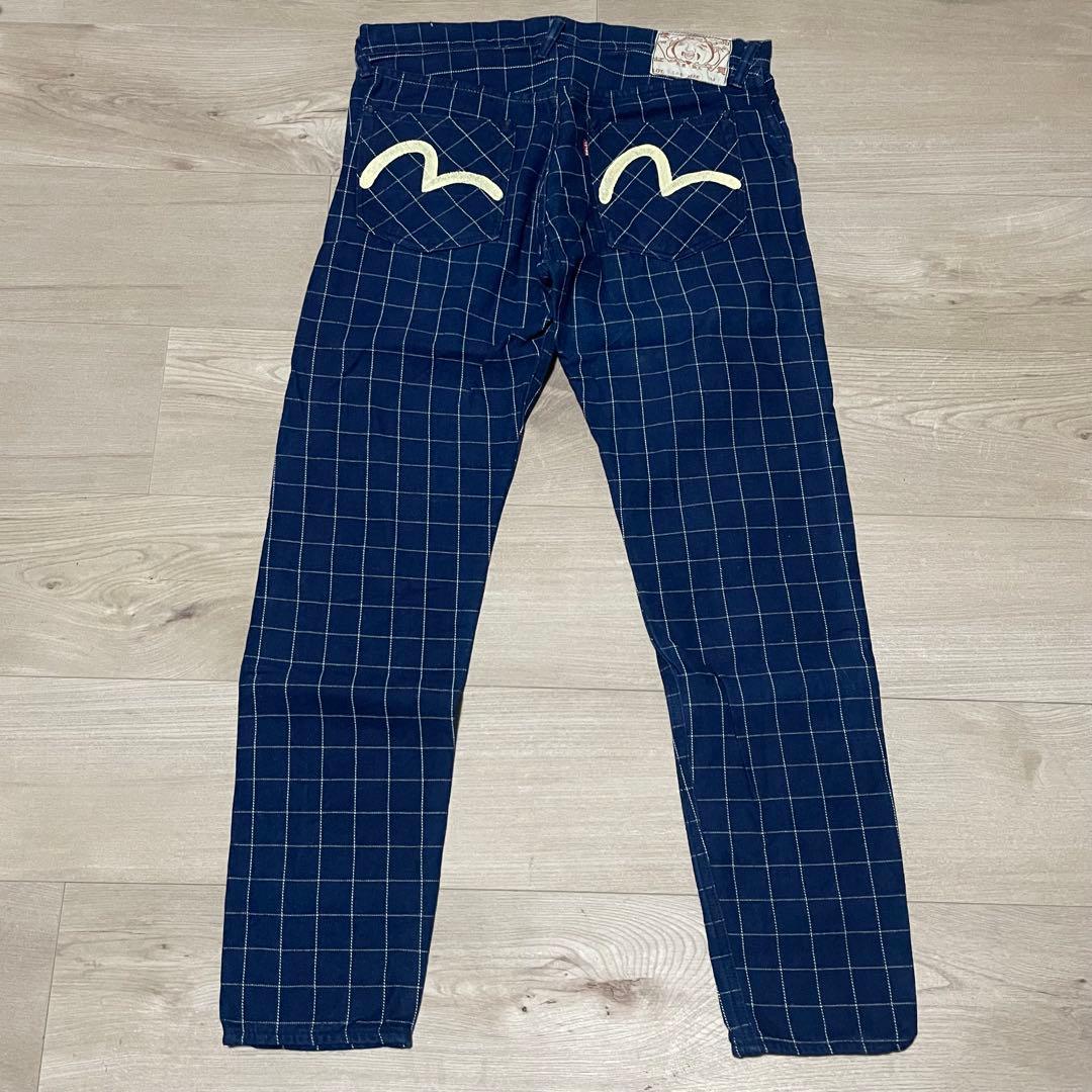 サイズ34 白カモメ ネイビー 5500 チェックエヴィス エビス