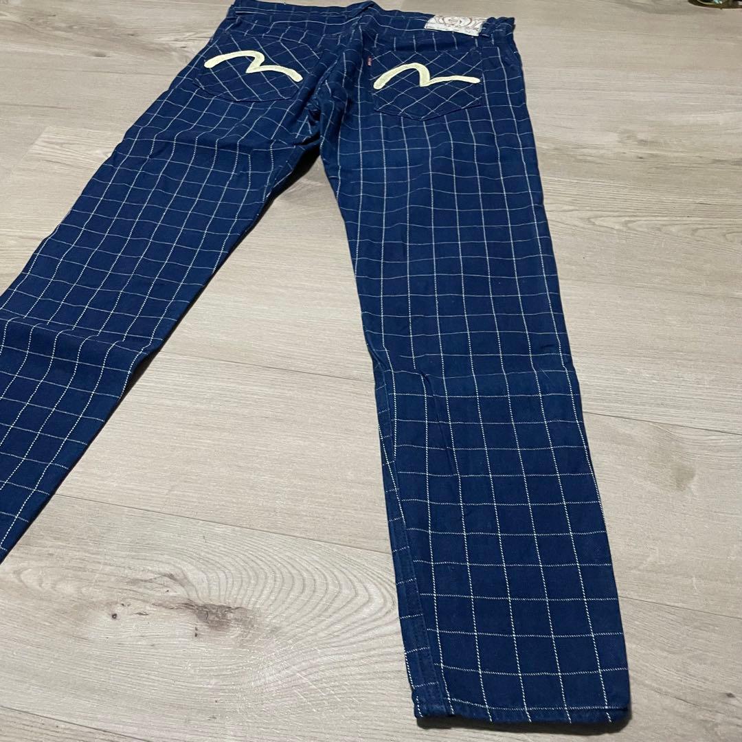 サイズ34 白カモメ ネイビー 5500 チェックエヴィス エビス