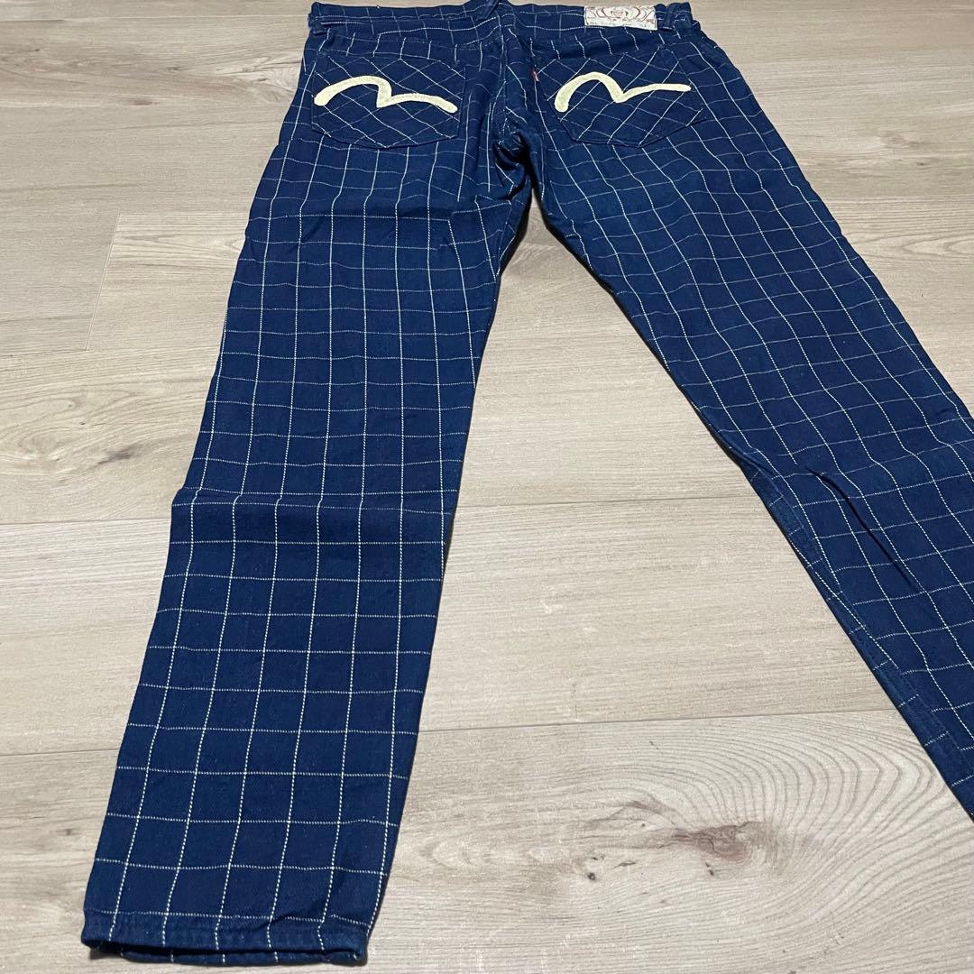 サイズ34 白カモメ ネイビー 5500 チェックエヴィス エビス