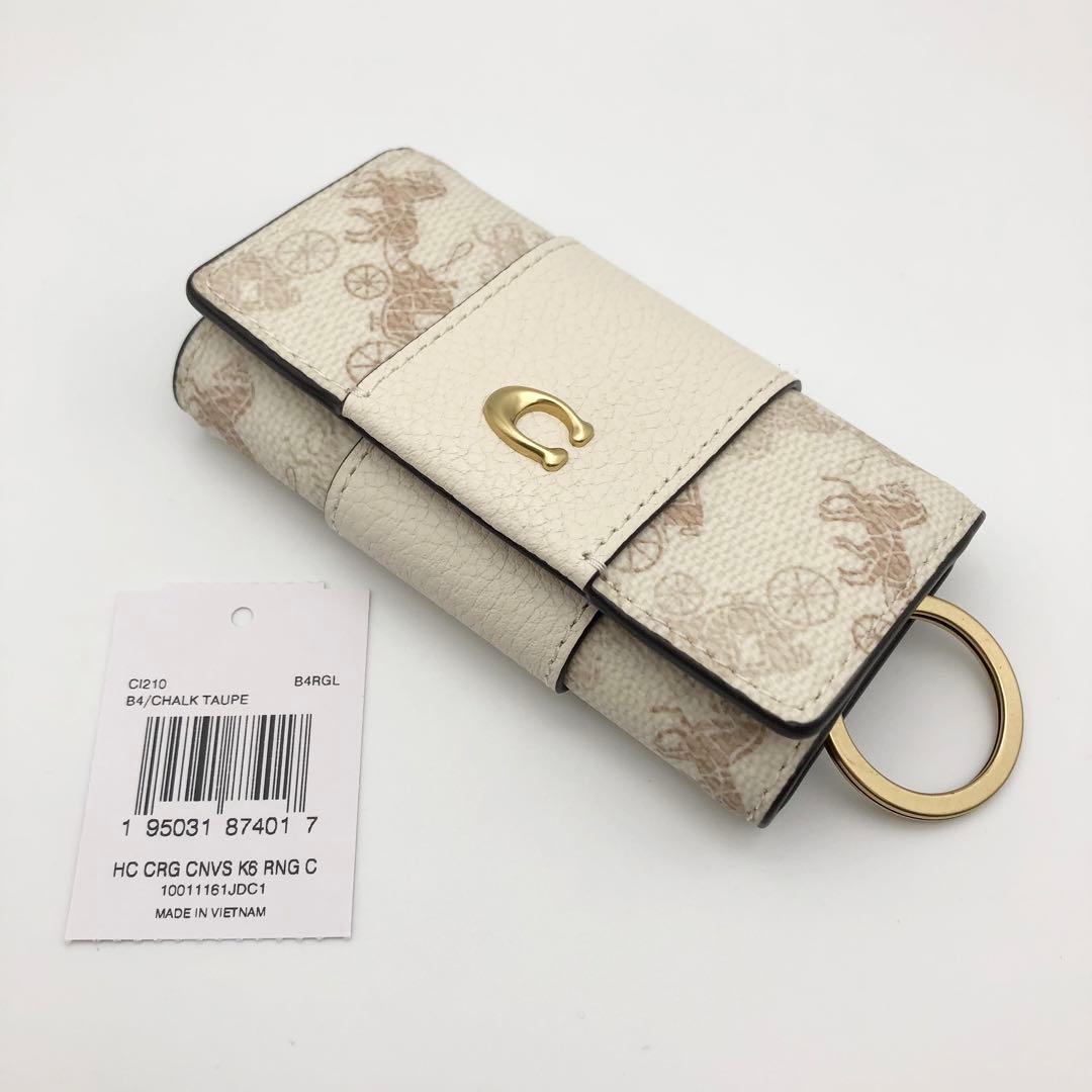 COACH 大人気！！ 6リング キーケース ホース キャリッジ チョーク 新品