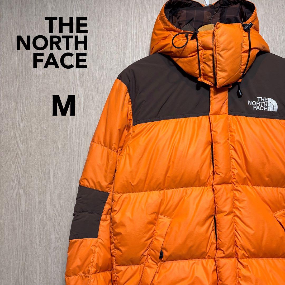ザノースフェイス☆ダウンジャケット M オレンジ 刺繍ロゴ 800フィル