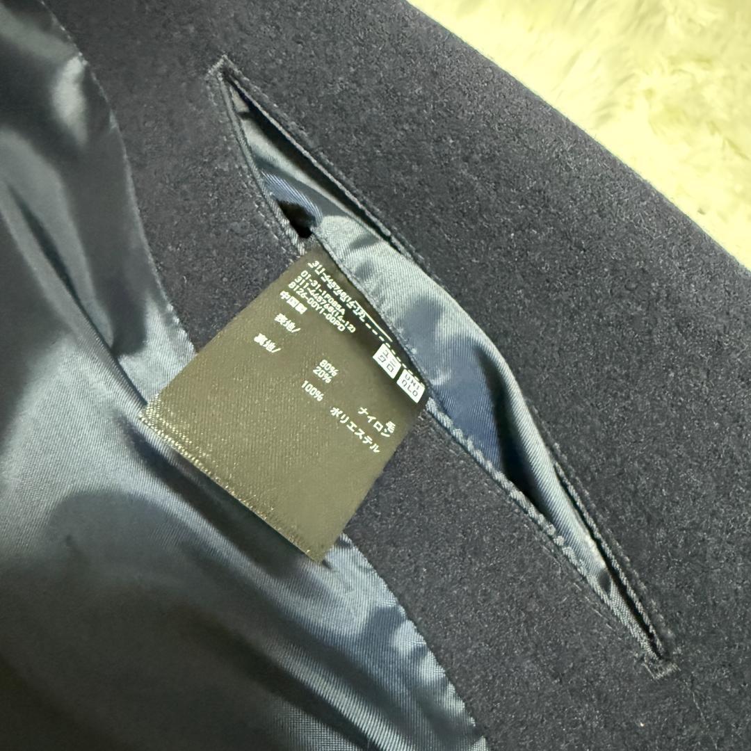 【未使用】UNIQLO +J ウールブレンドチェスターコート Lサイズ ネイビー