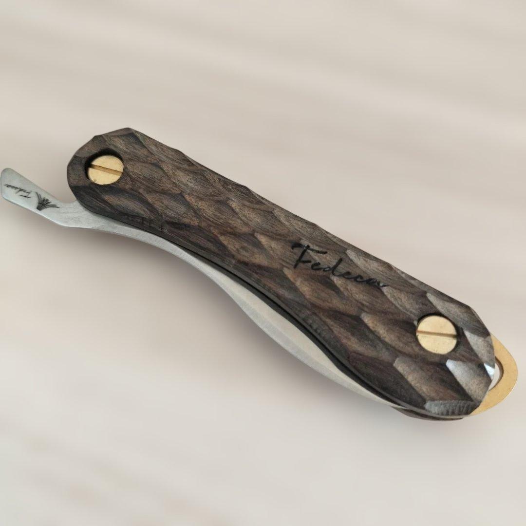 新品未使用 FEDECA 折りたたみ式料理ナイフ Solo 名栗ブラウン