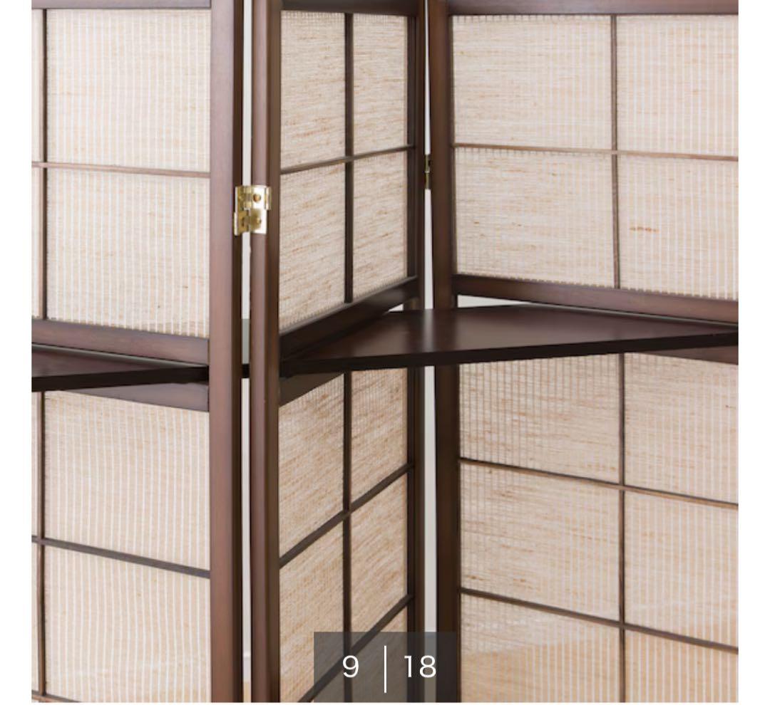 【送料込み】美品　ニトリ　飾り棚付きスクリーン(カガリ 4レン DBR)