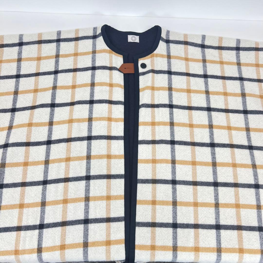 新品　HERMES エルメス　ポンチョ　リバーシブル　ウール　カシミア　ネイビー