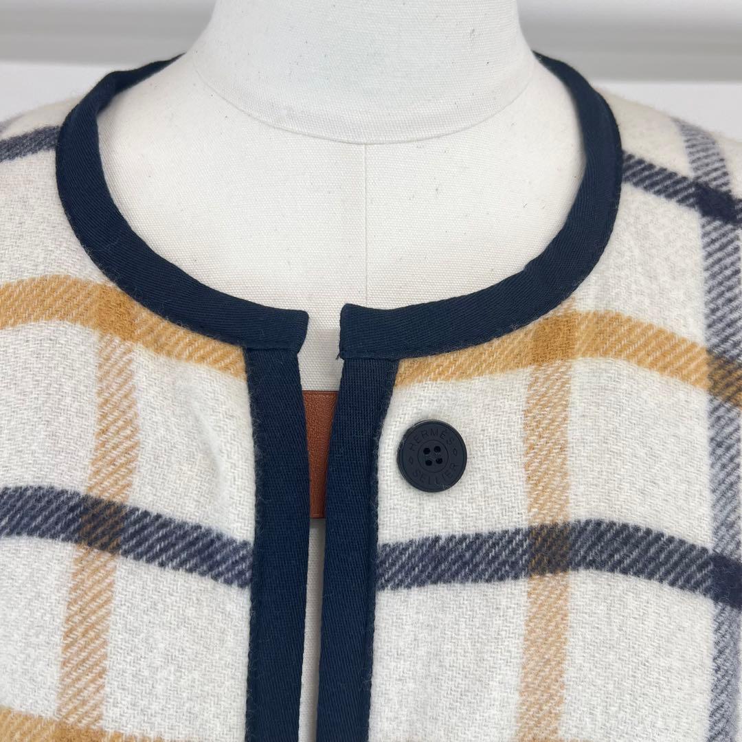 新品　HERMES エルメス　ポンチョ　リバーシブル　ウール　カシミア　ネイビー