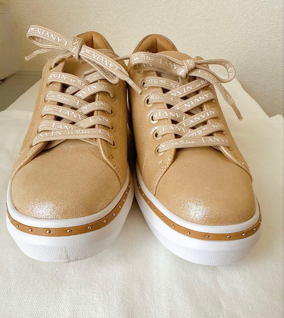 最終値下げ LANVIN en Bleuラメ入りスニーカーベージュ 24.5cm