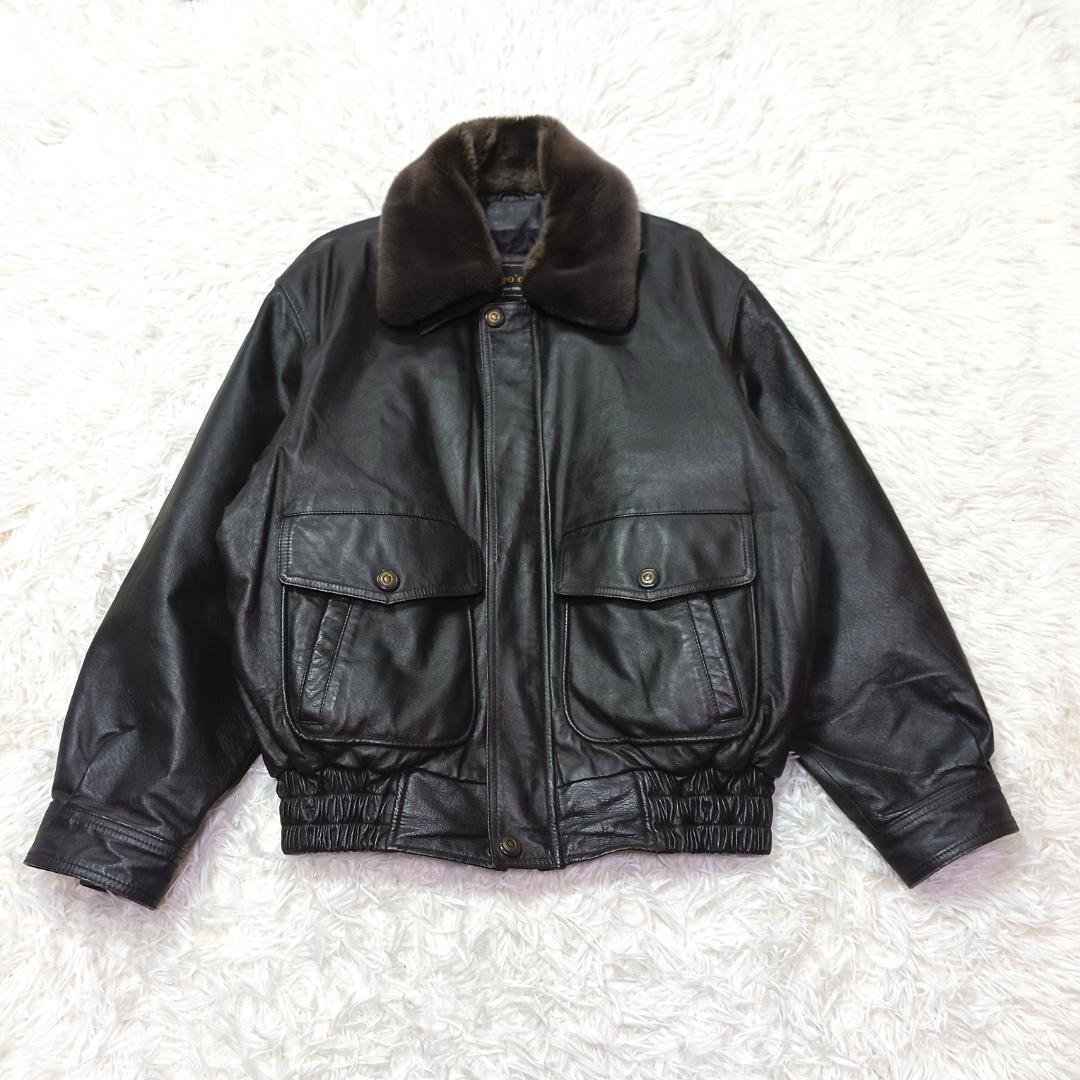 人気✨　フライトジャケット　g1　レザー　ブルゾン　短丈　ボア　豚革　茶色　M