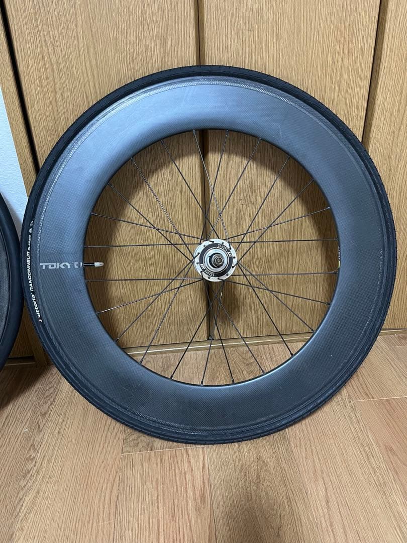 ピストバイク　80mmカーボンホイール　フロントリアセット　セット売り不可