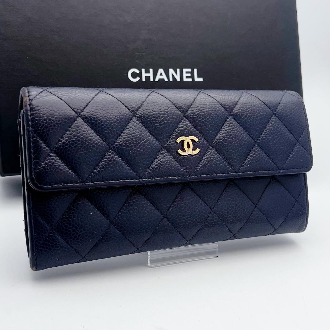 箱無し！リピート割！シャネル マトラッセ キャビアスキン 財布正規保証2940.