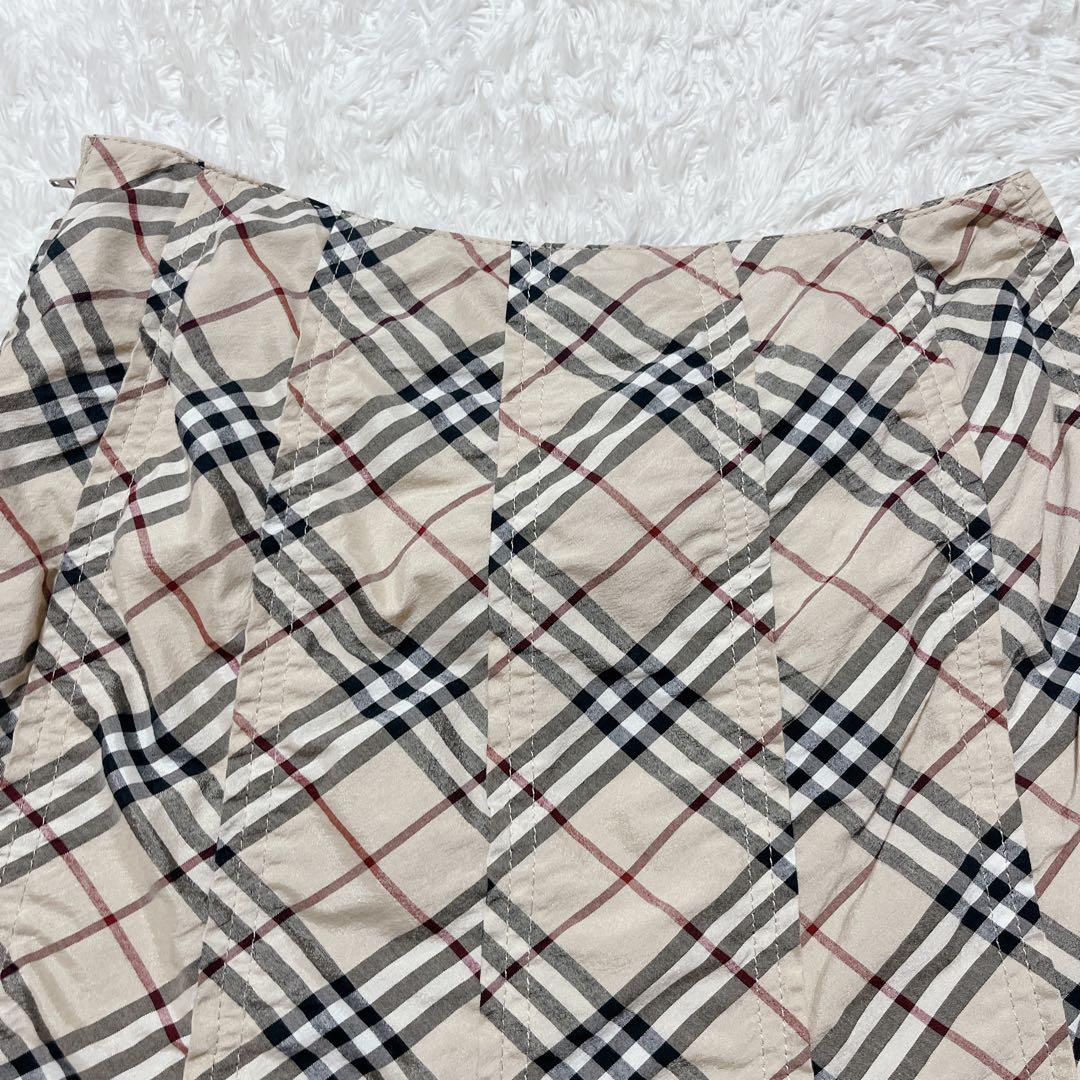 希少✨バーバリーブルーレーベル　ミモレ丈フレアスカート　縮絨加工　ノバチェック