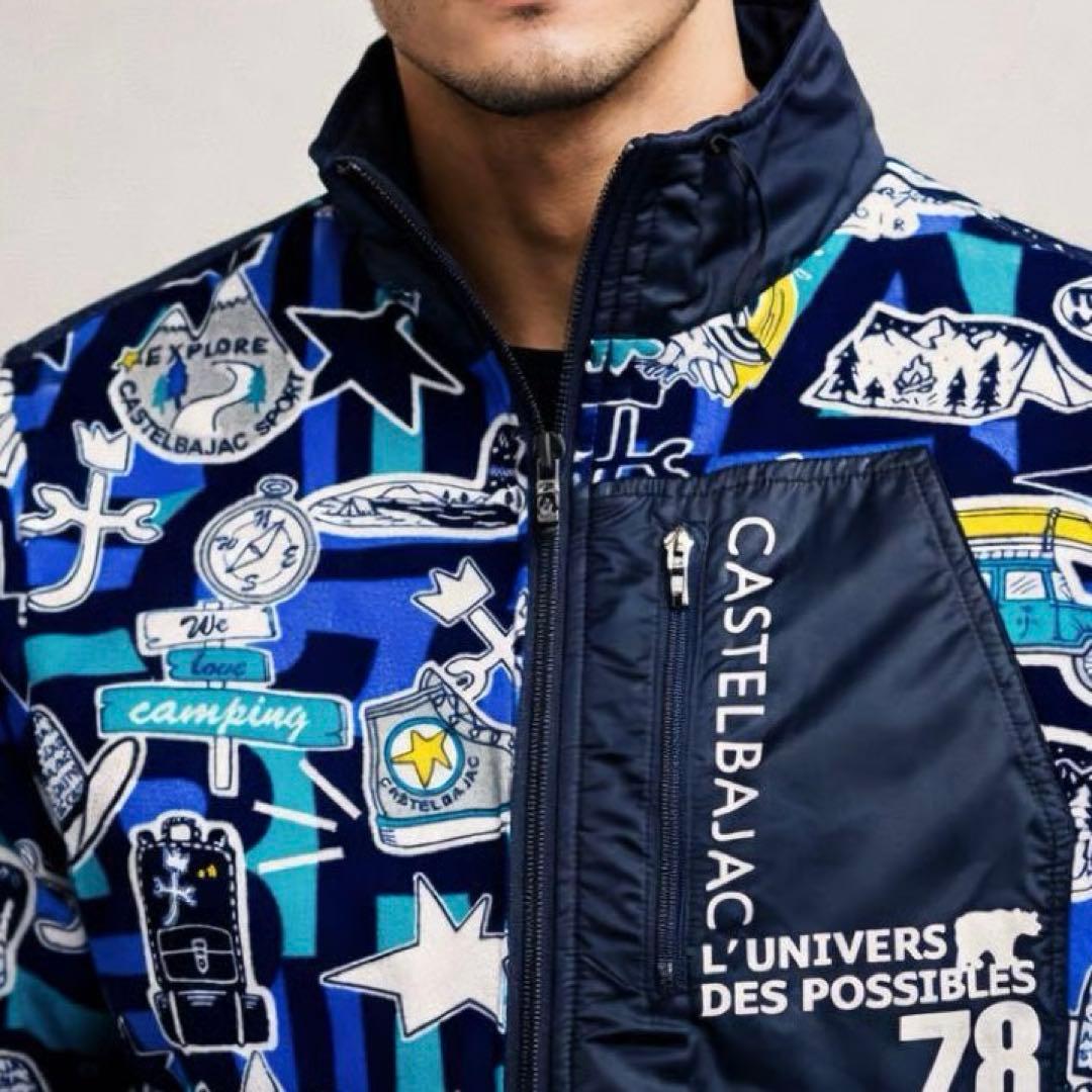 ●カステルバジャックスポーツ　ゴルフ　キャンプ柄 フリース ブルゾン　ジャケット