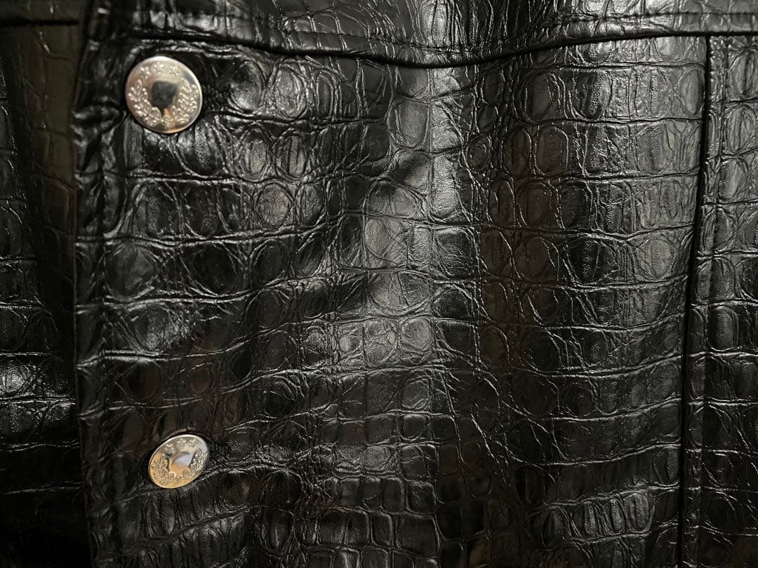 Sefr セファー クロコダイル エンボス レザージャケット ブラック 黒